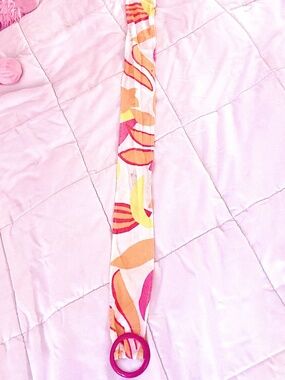 True Y2k Cloth Belt Orange Tropical Floral Pink Plastic Buckle Vintage Accessory